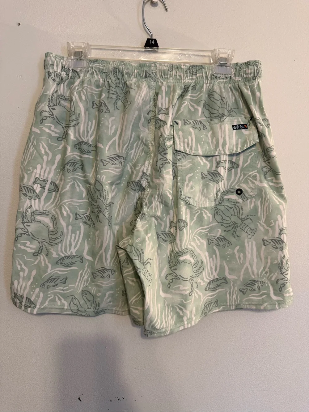 Salt Life Swim Trunks Crabs Lobsters Printed Pull On Green Large Live Salty